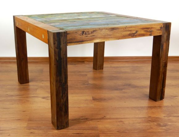 Java, Tisch aus buntem recycelten Teakholz/Bootsholz, Nr.26