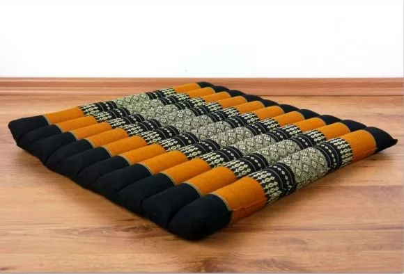 Kapok Stuhlauflage, Thaikissen  *schwarz / orange*  (gro)