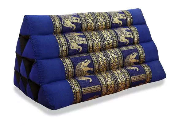Thaikissen ohne Auflage, Seide   *blau / Elefanten*