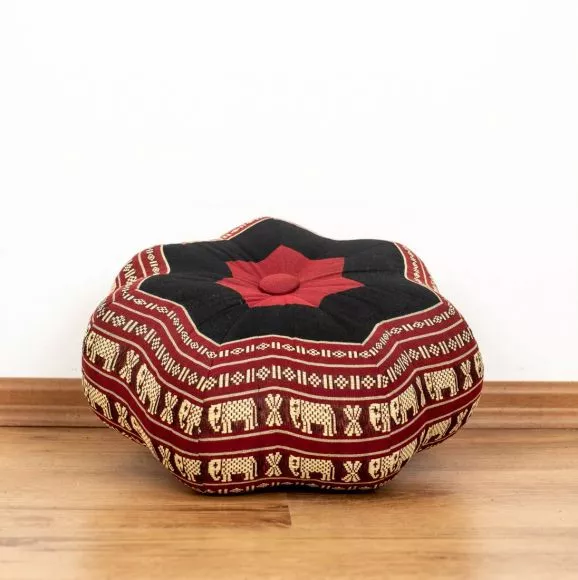 Zafu,  Meditationskissen, kleiner Stern  *rot / Elefanten*