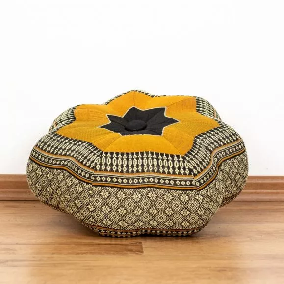 Zafu,  Meditationskissen, kleiner Stern  *schwarz / orange*