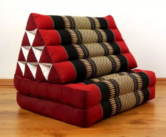 Thaikissen, Dreieckskissen, 2 Sitzauflagen  *rot - schwarz*