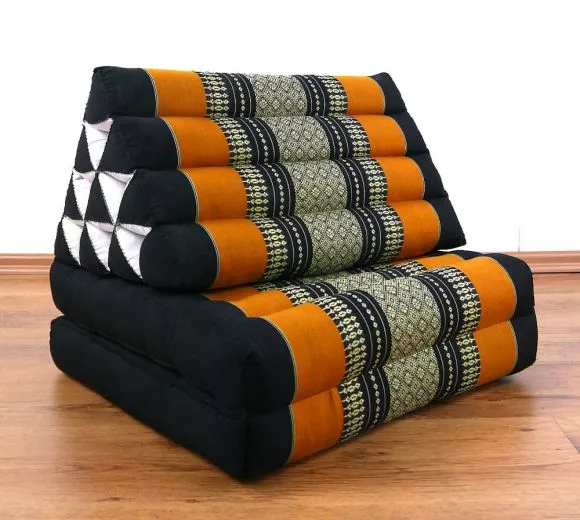 Thaikissen, Dreieckskissen, 2 Sitzauflagen  *schwarz - orange*