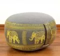 kleines Zafukissen, Meditationskissen  *hellgrau / Elefanten*
