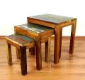 Java,Tische im 3er Set aus buntem, recyceltem Teakholz/Bootsholz, Nr.46