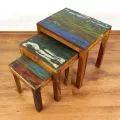 Java,Tische im 3er Set aus buntem, recyceltem Teakholz/Bootsholz, Nr.46