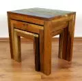 Java,Tische im 3er Set aus buntem, recyceltem Teakholz/Bootsholz, Nr.46