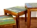 Java,Tische im 3er Set aus buntem, recyceltem Teakholz/Bootsholz, Nr.46