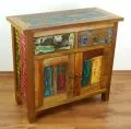 Kommode/Highboard aus recyceltem, bunten Teakholz/Bootsholz, Java (Indonesien), Nr.348