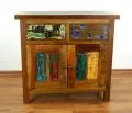 Kommode/Highboard aus recyceltem, bunten Teakholz/Bootsholz, Java (Indonesien), Nr.348