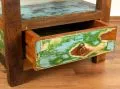 Nachttisch aus recyceltem, bunten Teakholz/Bootsholz, Java (Indonesien), Nr.316