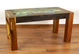 Java, Tisch aus buntem recycelten Teakholz/Bootsholz, Nr.27