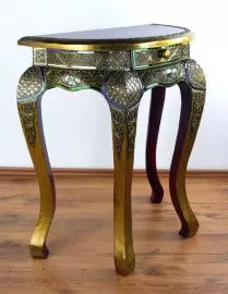 Hoher, Opiumtische mit Schublade *Glasmosaikverzierung* (halbrund)