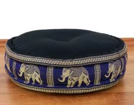 Zafukissen, Meditationskissen  *schwarz-blau/ Elefanten*