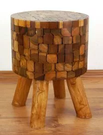 runder *Teakholzhocker* aus Indonesien (Java)