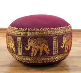 kleines Zafukissen, Meditationskissen  *rot / Elefanten*