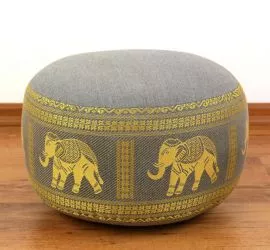 kleines Zafukissen, Meditationskissen  *hellgrau / Elefanten*