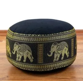 kleines Zafukissen, Meditationskissen  *schwarz / Elefanten*