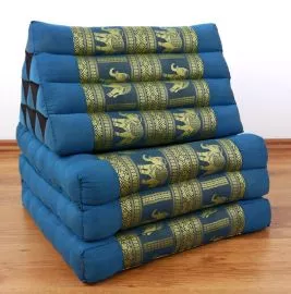 Thaikissen, Sitz- Liegekissen, Dreieckskissen  *hellblau-Elefanten / Seide*