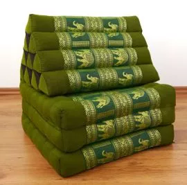 Thaikissen, Sitz- Liegekissen, Dreieckskissen  *grn-Elefanten / Seide*