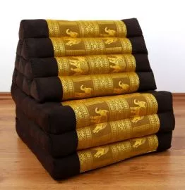 Thaikissen, Sitz- Liegekissen, Dreieckskissen  *dunkelbraun-Elefanten / Seide*