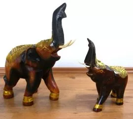 Elefanten aus Holz  *Glckselefanten*  mit Glasmosaikverzierung