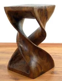 Massivholzsule, asiatischer Beistelltisch  *braun*  (doppelt gedreht)