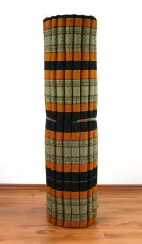 Kapok Rollmatte, Liegematte  *schwarz / orange*  Gr.XL