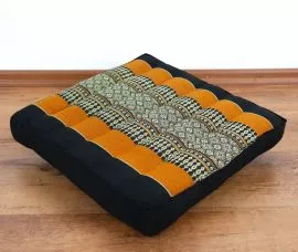 Kapok Stuhlauflage, Thaikissen  *schwarz / orange*  (klein)