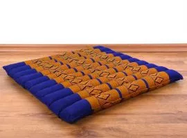 Kapok Sitzkissen, Bodenkissen  *blau / gelb*  (gro)