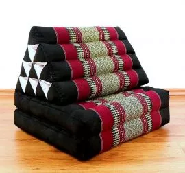 Thaikissen, Dreieckskissen, 2 Sitzauflagen  *schwarz - rot*