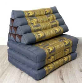 Thaikissen, Sitz- Liegekissen, Dreieckskissen  *grau-Elefanten / Seide*