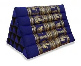 Thaikissen ohne Auflagen, Seiide  *blau / Elefanten*  (extrahoch)