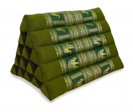 Thaikissen ohne Auflagen, Seiide  *grn / Elefanten*  (extrahoch)