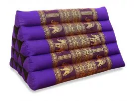 Thaikissen ohne Auflagen, Seiide  *lila / Elefanten*  (extrahoch)