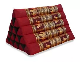 Thaikissen ohne Auflagen, Seiide  *rot / Elefanten*  (extrahoch)