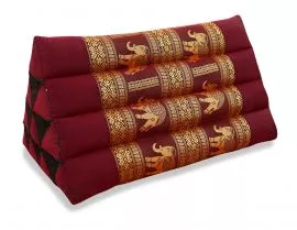 Thaikissen ohne Auflage, Seide   *rot / Elefanten*