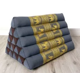 Thaikissen ohne Auflagen, Seiide  *grau / Elefanten*  (extrahoch)