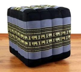 Kapok-Kissen, Wrfelkissen  *blau / Elefanten*