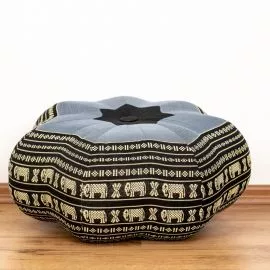 Zafu,  Meditationskissen, groer Stern  *blau / Elefanten*