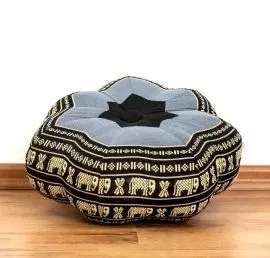 Zafu,  Meditationskissen, kleiner Stern  *blau / Elefanten*