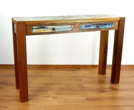 Anrichte/Beistelltisch aus recyceltem, bunten Teakholz/Bootsholz, Java (Indonesien), Nr.354