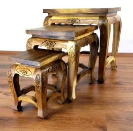 Asiatische Opiumtische im 3er Set *natur Eleganz*