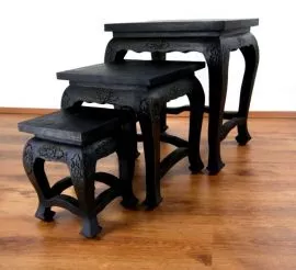 Asiatische Opiumtische im 3er Set *schwarze Eleganz*