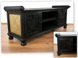 Asiatisches *HiFi-Sideboard* aus Massivholz und Rattan  Nr.5 / Nr.24