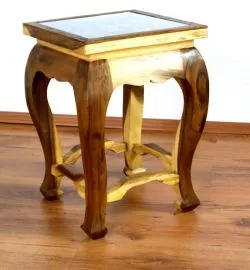 Asiatischer Tisch, extra hoch in *natur mit Elefantenschnitzerei*