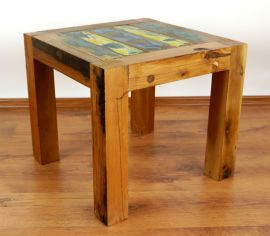 Java, Tisch aus buntem recycelten Teakholz/Bootsholz, Nr.25