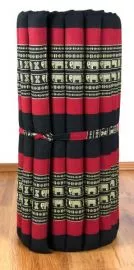 Kapok Rollmatte, Thaimatte  *schwarz / Elefanten*  Gr.M