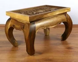 Kleiner Opiumtisch mit *Elefantenschnitzerei* in natur