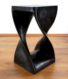 Massivholzsule, asiatischer Beistelltisch, Hocker  *schwarz*  (gedreht)